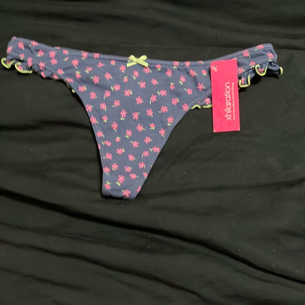 Xhilaration Navy Blue/Floral Low-rise Thong